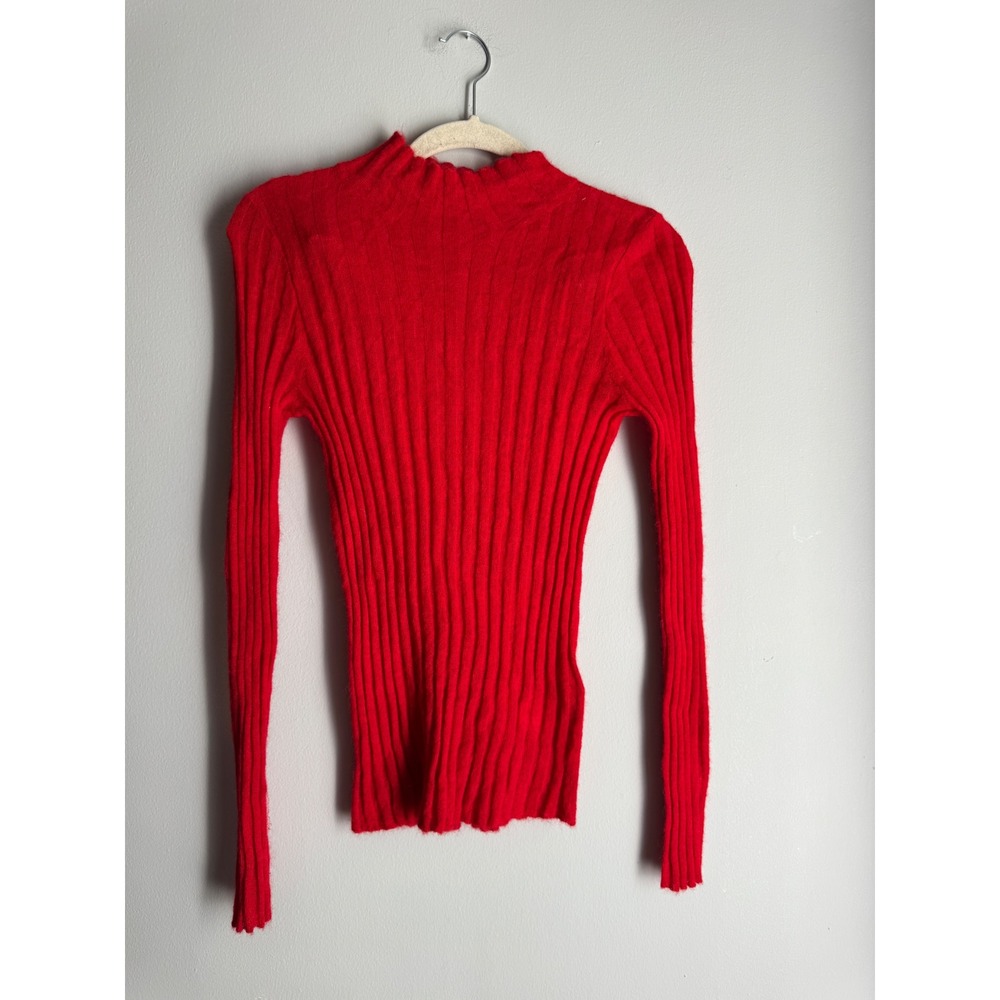 Madewell Alpaca Blend Ribbed Mock Neck Sweater Red XS